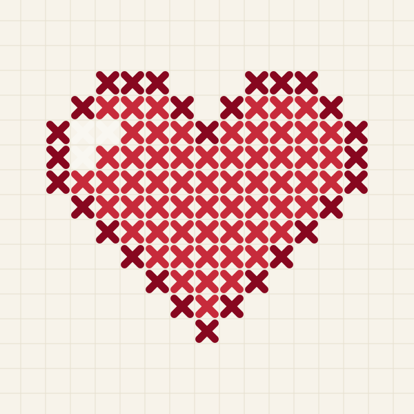 Stitched Heart, cross stitch preview